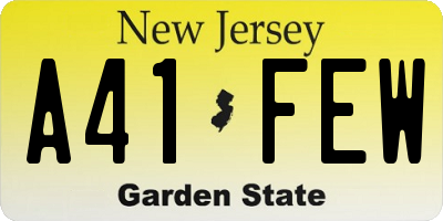 NJ license plate A41FEW