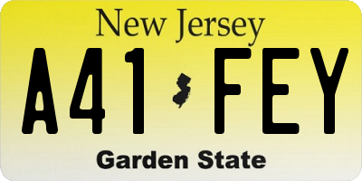 NJ license plate A41FEY