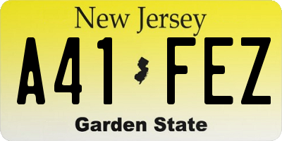NJ license plate A41FEZ