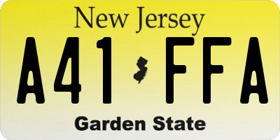 NJ license plate A41FFA