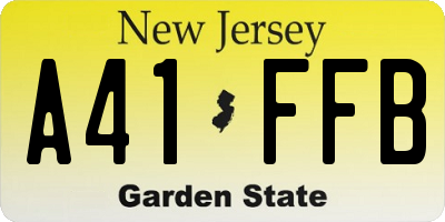 NJ license plate A41FFB