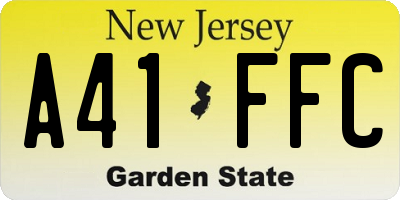 NJ license plate A41FFC