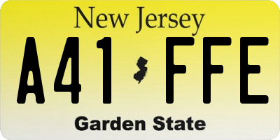 NJ license plate A41FFE