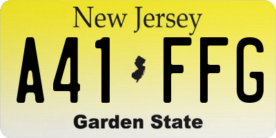 NJ license plate A41FFG