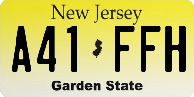 NJ license plate A41FFH
