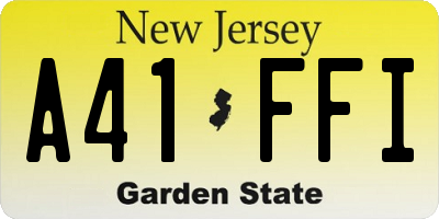 NJ license plate A41FFI