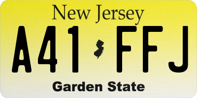 NJ license plate A41FFJ