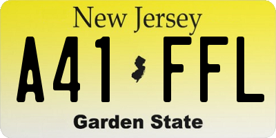 NJ license plate A41FFL
