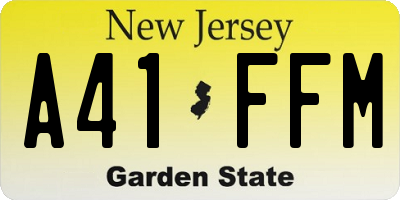 NJ license plate A41FFM