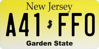 NJ license plate A41FFO