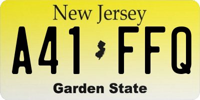NJ license plate A41FFQ