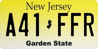NJ license plate A41FFR