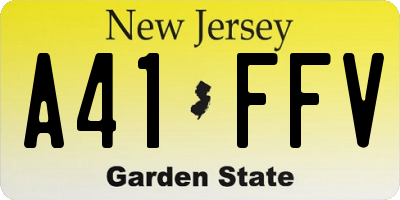 NJ license plate A41FFV