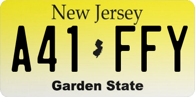 NJ license plate A41FFY