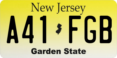 NJ license plate A41FGB