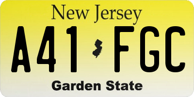 NJ license plate A41FGC