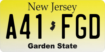NJ license plate A41FGD