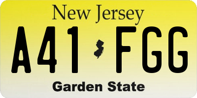 NJ license plate A41FGG