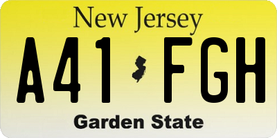 NJ license plate A41FGH