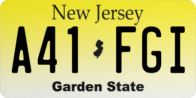 NJ license plate A41FGI