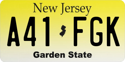 NJ license plate A41FGK