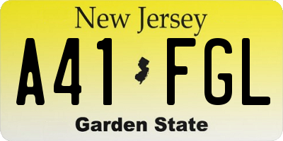 NJ license plate A41FGL