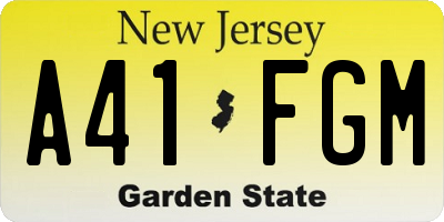 NJ license plate A41FGM