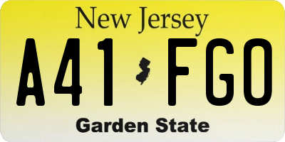NJ license plate A41FGO