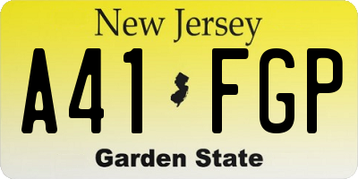 NJ license plate A41FGP