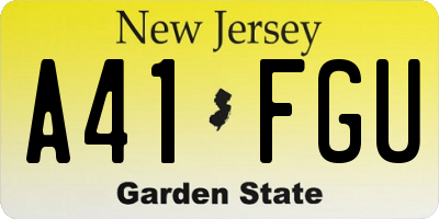 NJ license plate A41FGU