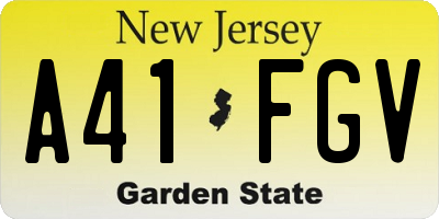 NJ license plate A41FGV