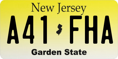 NJ license plate A41FHA