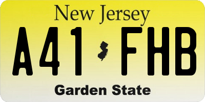 NJ license plate A41FHB