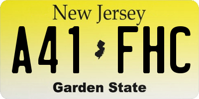 NJ license plate A41FHC