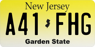 NJ license plate A41FHG