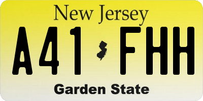 NJ license plate A41FHH