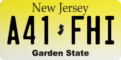 NJ license plate A41FHI
