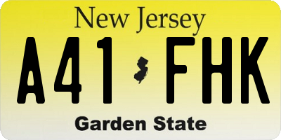 NJ license plate A41FHK