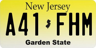 NJ license plate A41FHM