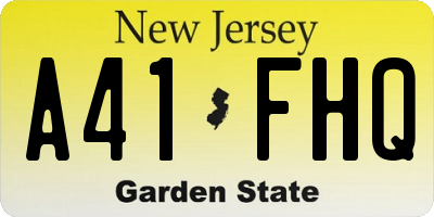 NJ license plate A41FHQ