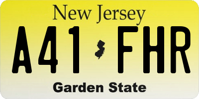 NJ license plate A41FHR