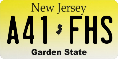 NJ license plate A41FHS