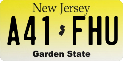 NJ license plate A41FHU