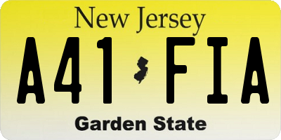NJ license plate A41FIA