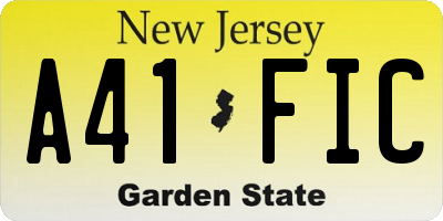 NJ license plate A41FIC