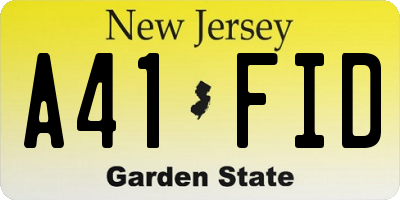 NJ license plate A41FID