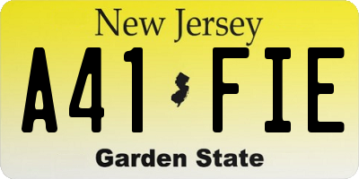 NJ license plate A41FIE