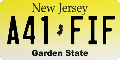 NJ license plate A41FIF