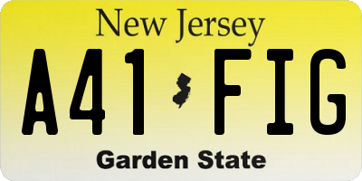 NJ license plate A41FIG