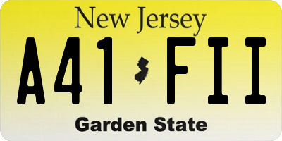 NJ license plate A41FII